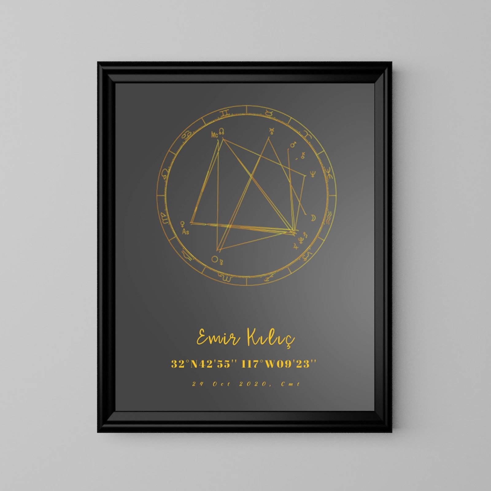 Kişiye Özel Doğum Haritası Posteri - Füme - Görsel 2